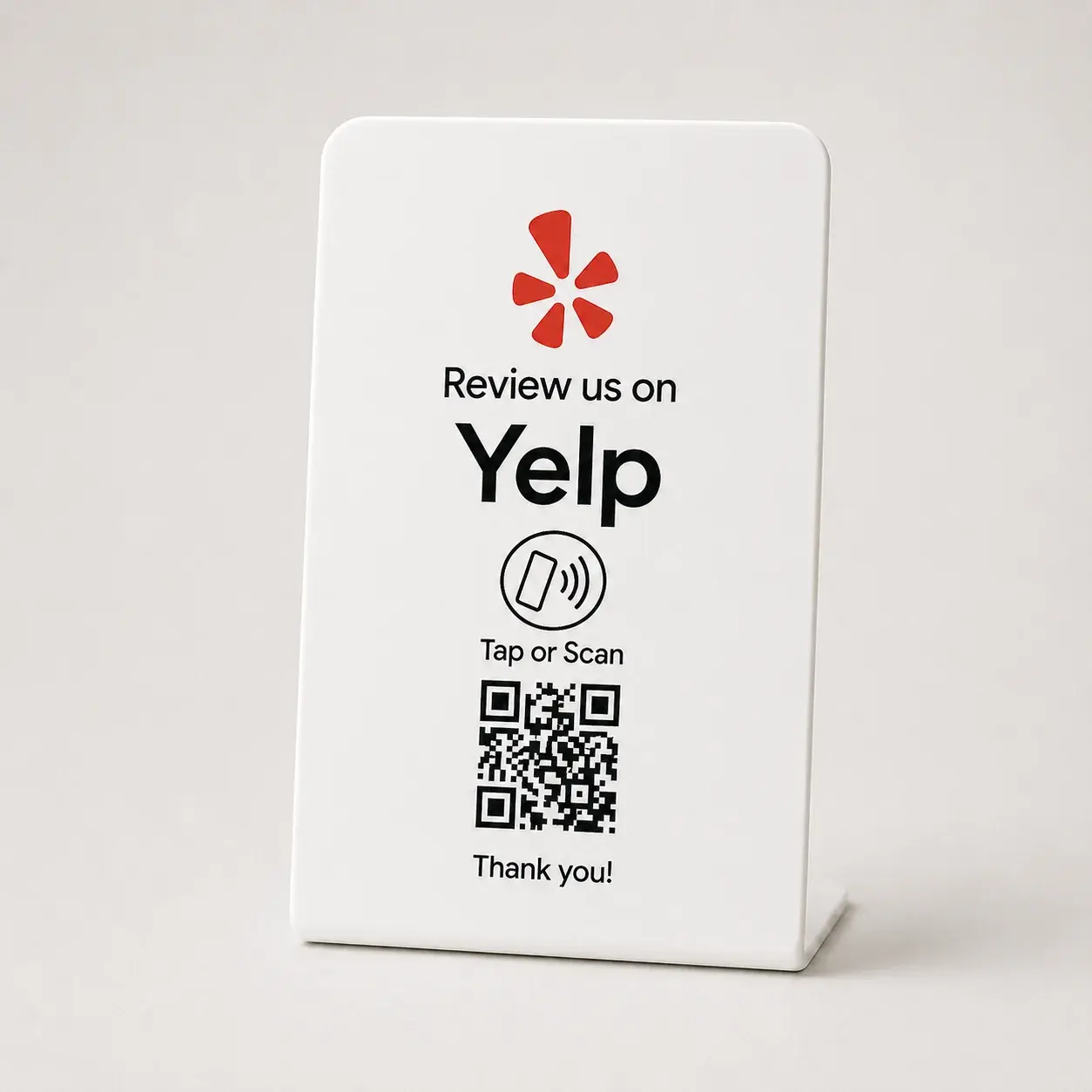 White Yelp Review Stand