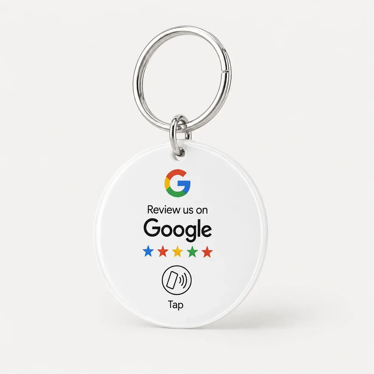 White Google Review Keychain front