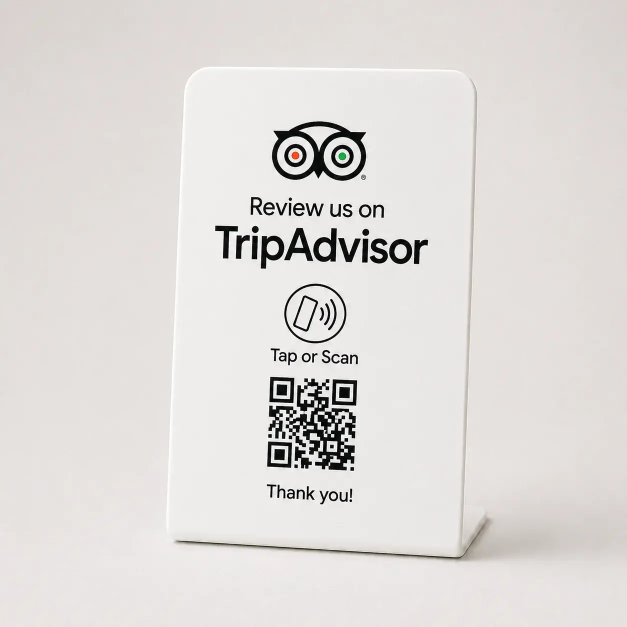 White TripAdvisor Review Stand