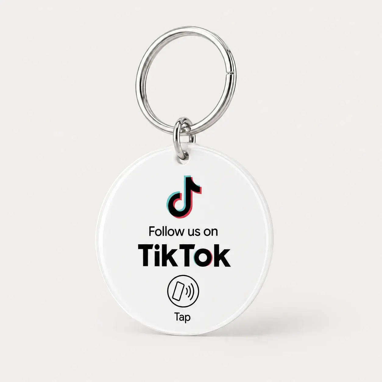 White TikTok Follow Keychain front