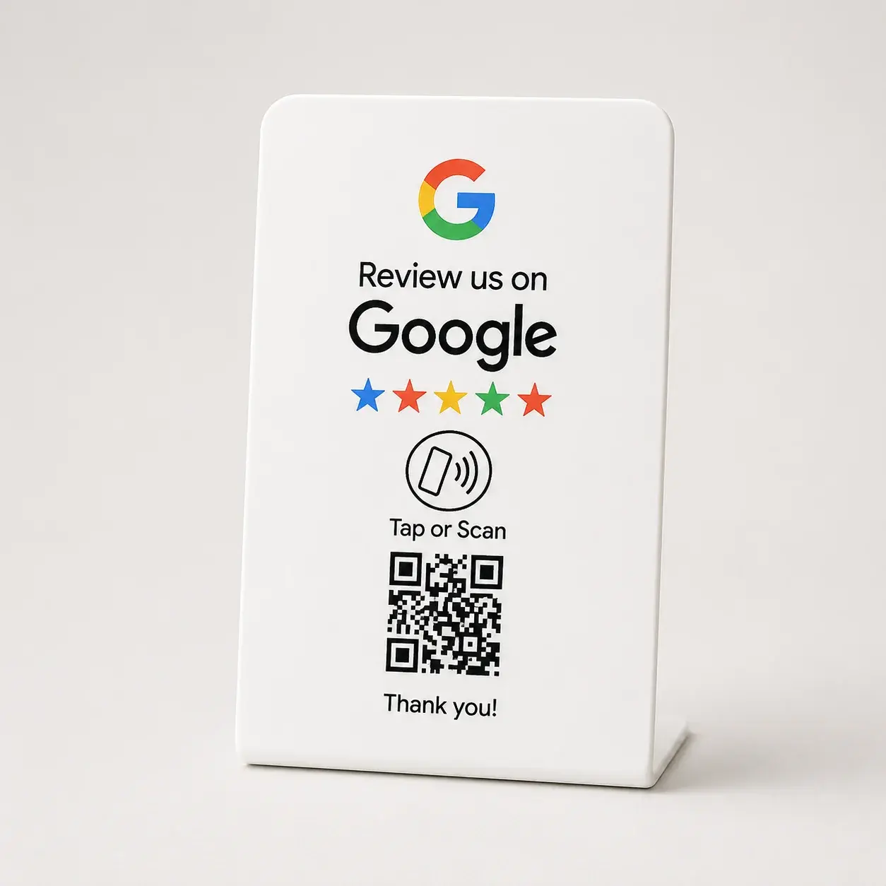 White Google Review Stand